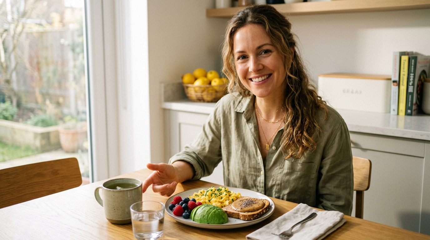 Egészséges reggeli természetes alapanyagokból az egyensúlyi vércukorszintért